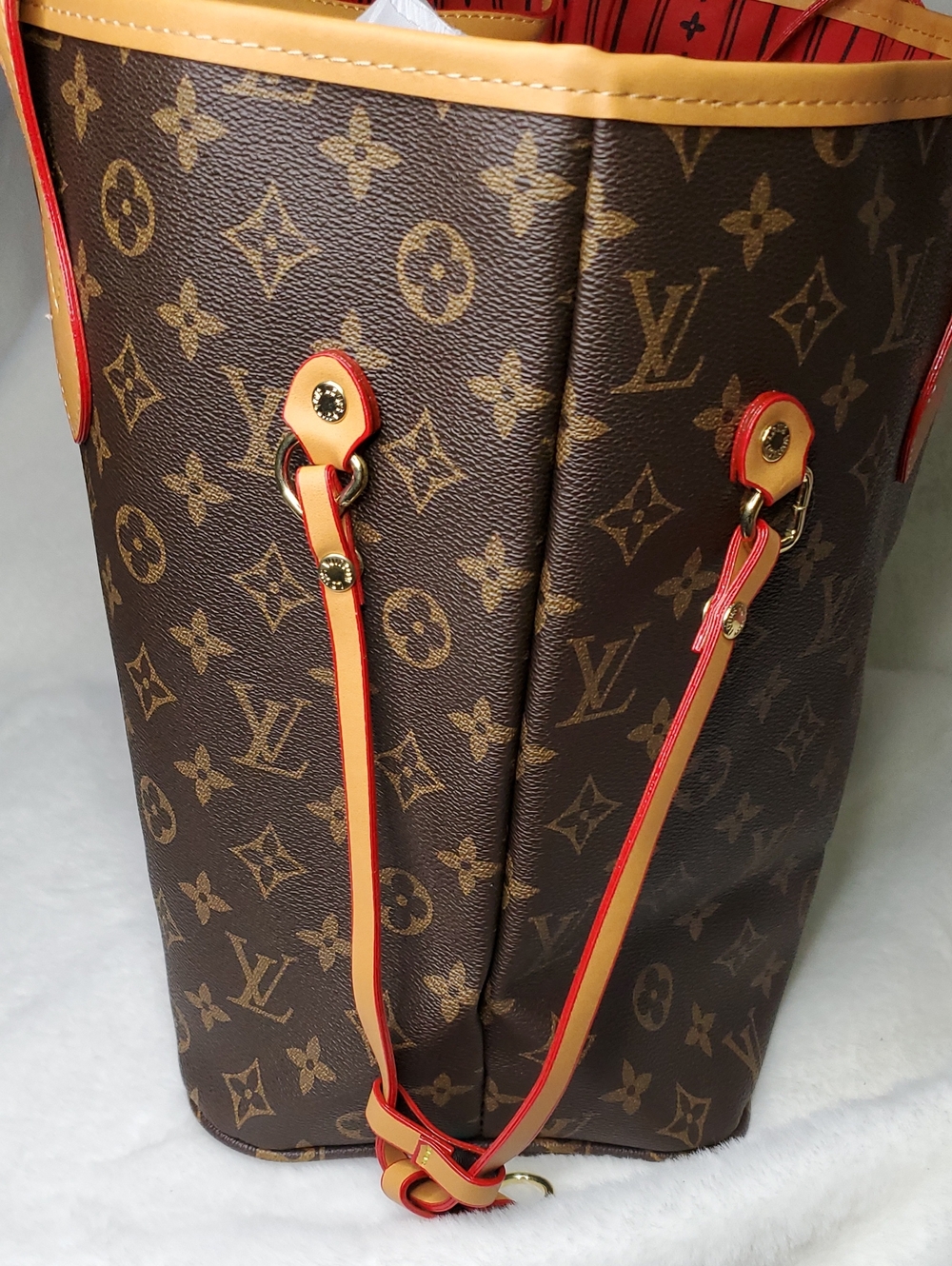 New Fashion* Bag Brown Monogram Canvas Tote with Tan Trim and Pouch - Picture 10 of 13